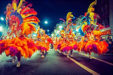 Carnavalsoptocht in de stad, illustratie van Animaflora PicsStock