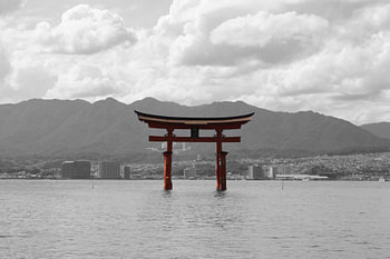 Japanese red Tori Gate (black and white)
