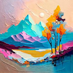 Pastel mountain landscape