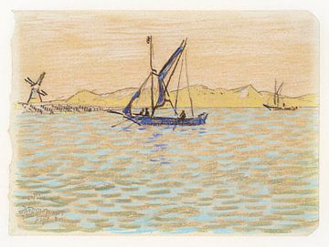 Zeilboten voor de kust van Domburg door Jan Toorop (1907)