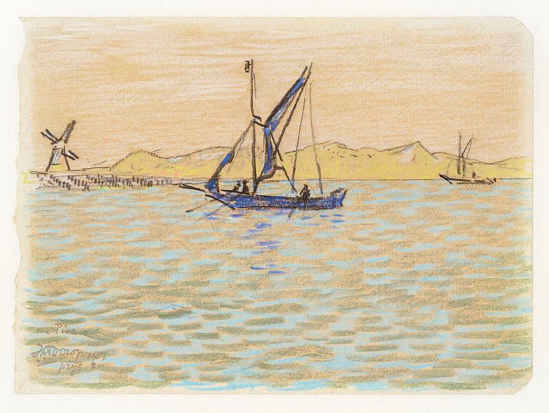 Segelboote vor der Küste von Domburg von Jan Toorop (1907) von Studio POPPY