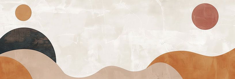 Japandi style abstract panorama beige van Digitale Schilderijen