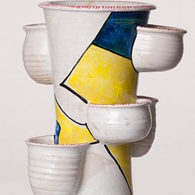 Keramiek gebakken met glazuur, gekleurd en wit, keukengerei van Jörg B. Schubert