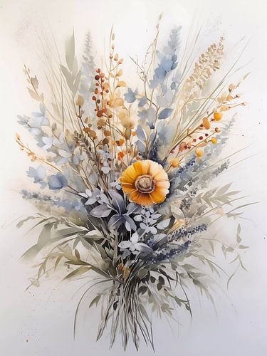 Droge aquarelbloemen
