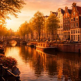 Goldene Herbstsonne entlang der Grachten von Amsterdam von But First Framing