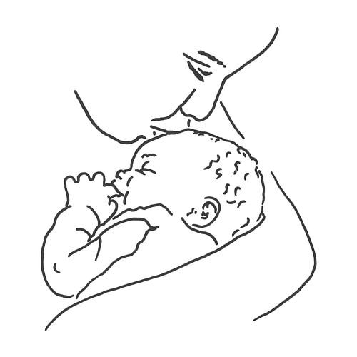 De liefde van een moeder (lijntekening kind portret pasgeboren baby kamer beige line art minimalisme