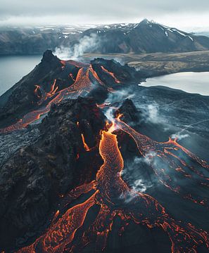 Gloeiende sporen van IJsland van fernlichtsicht