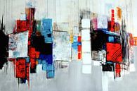 Abstract composition in blue,red,white No.3 by Claudia Neubauer thumbnail