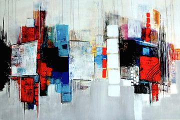 Abstract composition in blue,red,white No.3