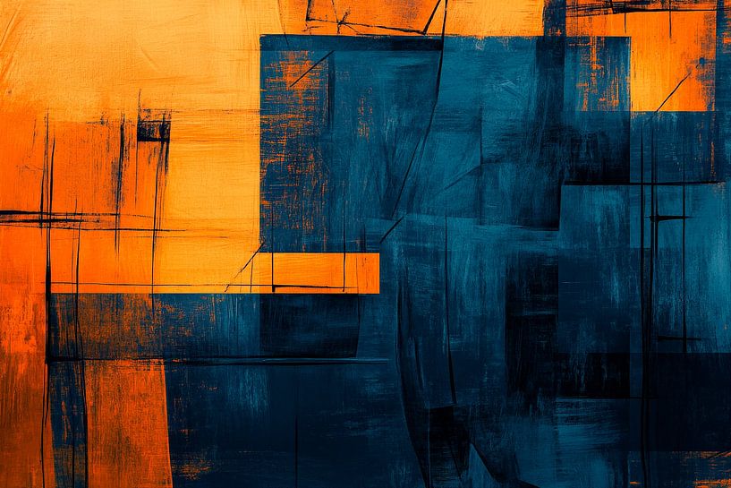 Abstract composition in blue and orange by Poster Art Shop