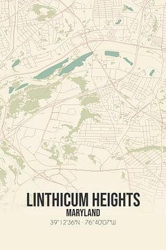 Vintage landkaart van Linthicum Heights (Maryland), USA. van MijnStadsPoster