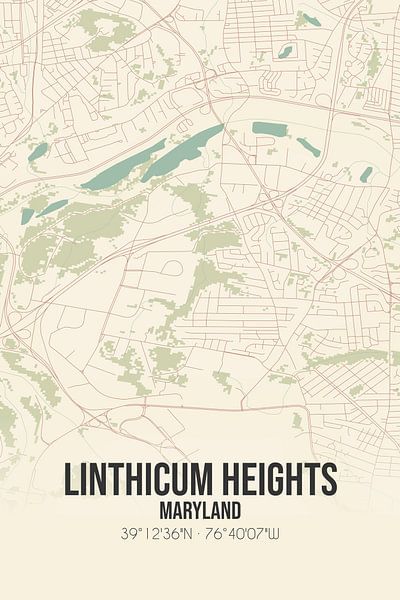 Carte ancienne de Linthicum Heights (Maryland), Etats-Unis. par Affiches de lieux