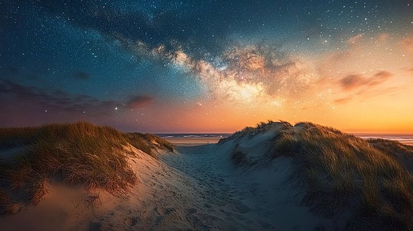 paysage de dunes avec voie lactée îles wadden par Egon Zitter