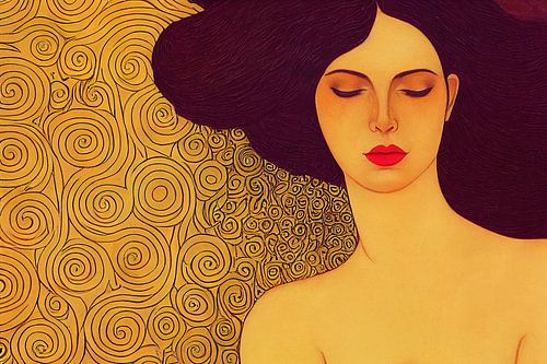 A Sleeping Woman in the Style of Gustav Klimt
