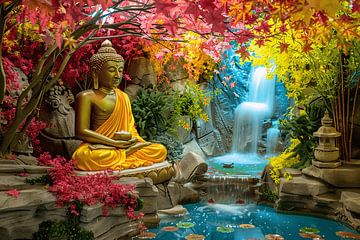 Meditatieve Boeddha in Herfstkleurige Oase van Art & Soul Creations