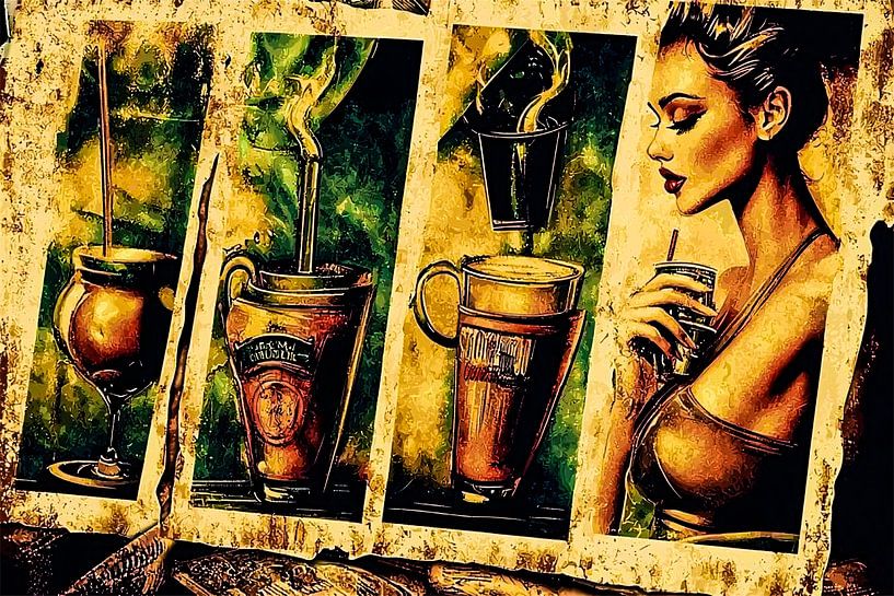 Collage woman and drink objects by Imperial Art House
