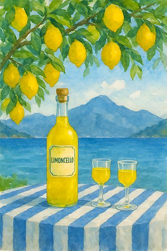 Limoncello aquarel schilderij.