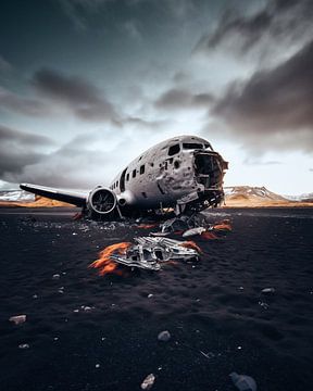 Flugzeugwrack von fernlichtsicht