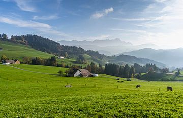 Appenzellerland avec vue sur le Säntis, Suisse sur Conny Pokorny