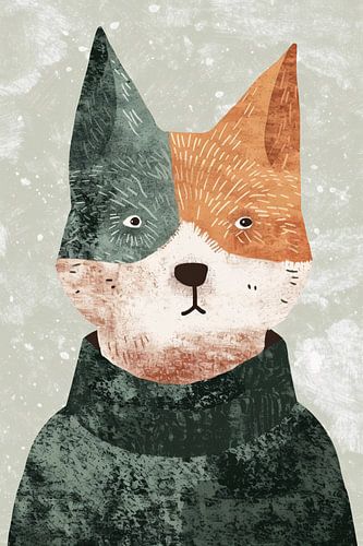 Minimalistisch portret van hond met trui