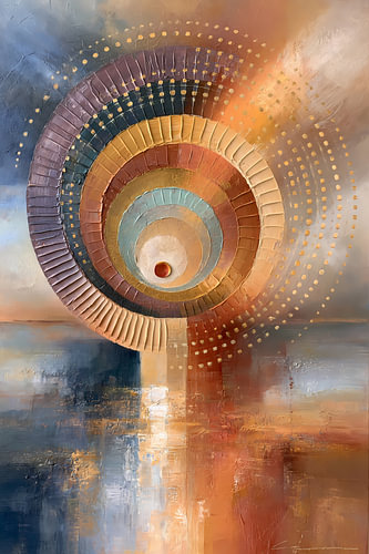 Paarse Abstract Schilderij: Cirkel van Verborgen Vuur