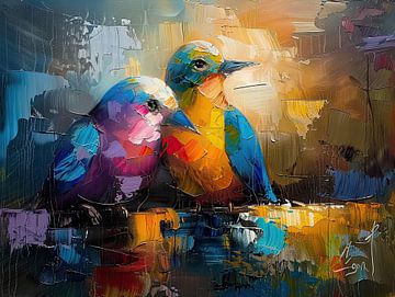Schilderij Vogels van Abstract Schilderij