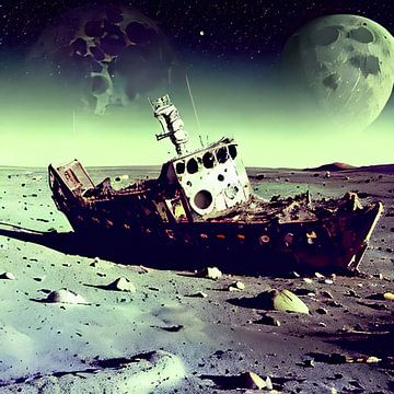 Gestrand schip op de maan van renato daub