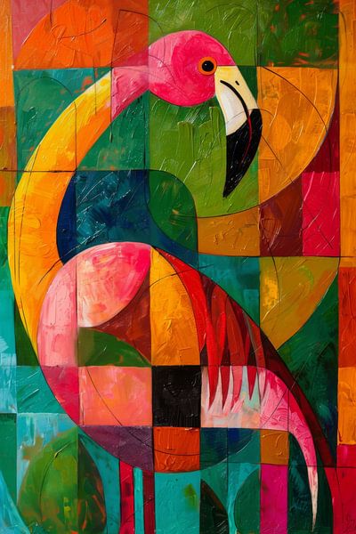 Geometric flamingo by Poster Art Shop
