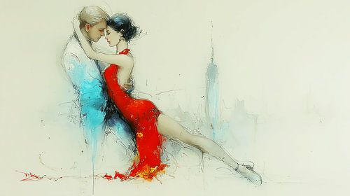 Latin Passion - Dancing Couple in Red Dress