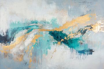 Abstracte compositie in blauw en goud