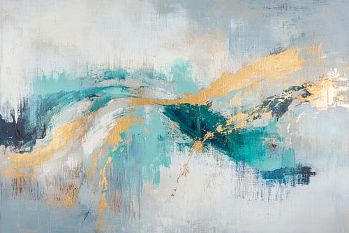 Abstracte compositie in blauw en goud