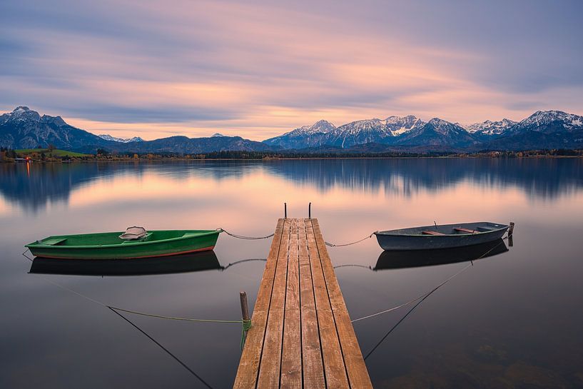 Lever de soleil au lac Hopfensee, Bavière, Allemagne par Henk Meijer Photography