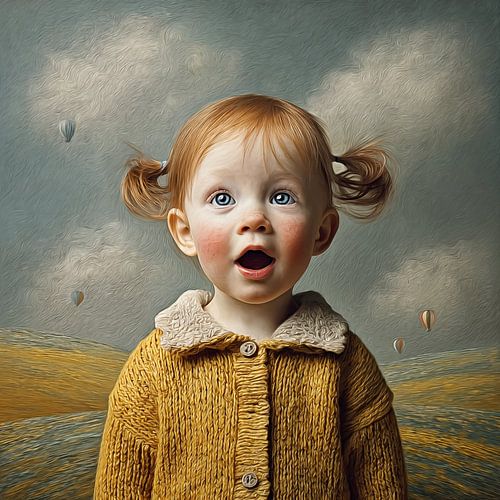 Lustiges surreales Kinderporträt