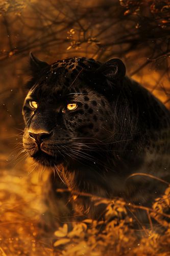 Moderne schilderij van een zwarte panter