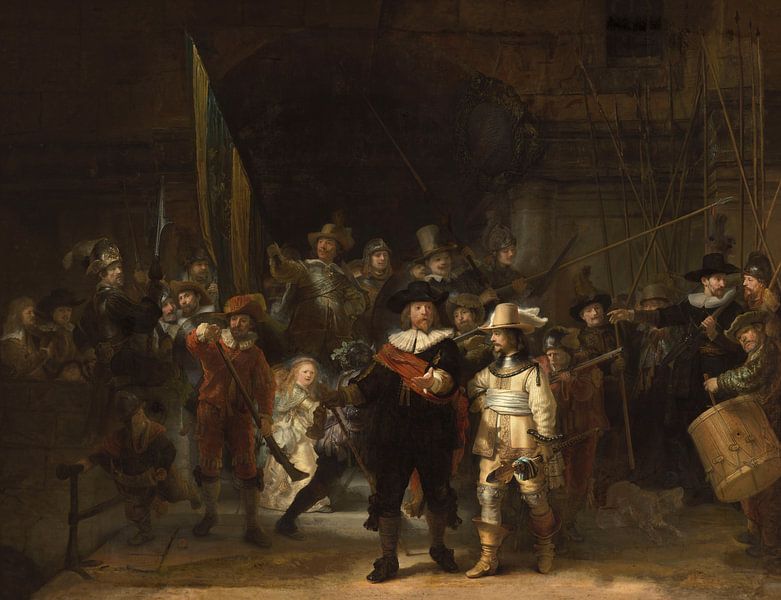 The Night Watch, with missing parts, Rembrandt by Rembrandt van Rijn
