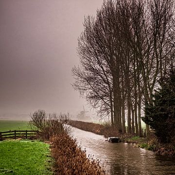 Meerswal molen bij Lollum, Friesland, Nederland. van Jaap Bosma Fotografie
