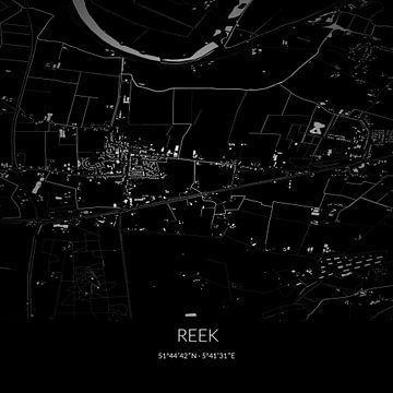 Zwart-witte landkaart van Reek, Noord-Brabant. van Rezona