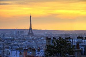 Coucher de soleil de la Tour Eiffel depuis le Sacré-Coeur sur Dennis van de Water