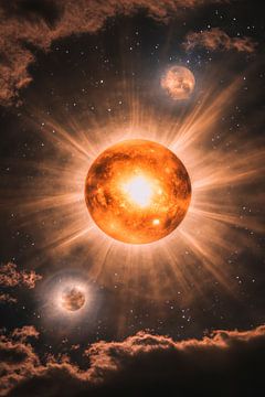 Sterrenhemel met stralende planeten van Poster Art Shop