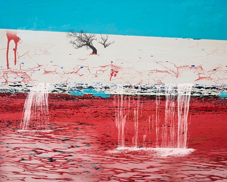 Scenery with waterfalls by Rietje Bulthuis