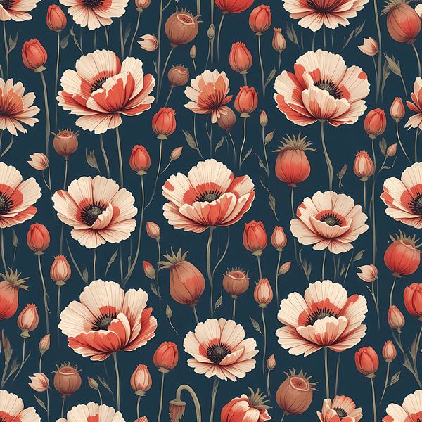 Vintage Poppy Field by Artistic