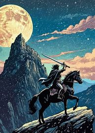 Knight on Horseback Under Moonlight