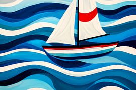 Segelboot auf sanften blauen Wellen von Poster Art Shop