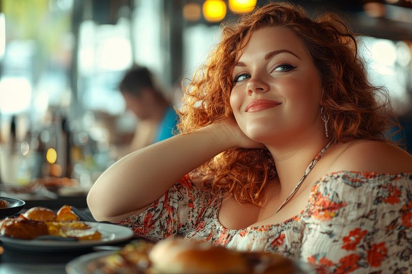 femme seule dans un restaurant par Egon Zitter