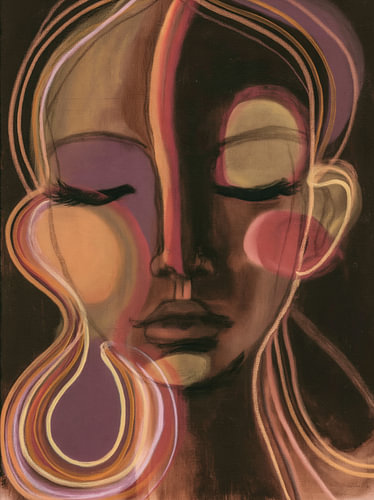 Portrait de femme rêveuse en couleurs