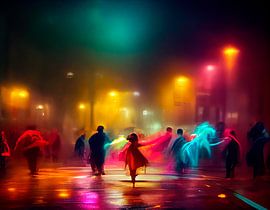 Tanzen auf der Straße in einer lauen Sommernacht. Teil 1