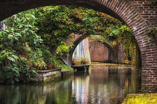 De Kromme Nieuwegracht in Utrecht in de herfst. van André Blom Fotografie Utrecht