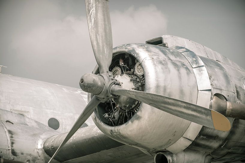 Vieil avion vintage en gros plan avec moteur à hélice par Sjoerd van der Wal Photographie