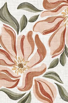 Blumen in Rosa, Orange, Terragrün und Beige
