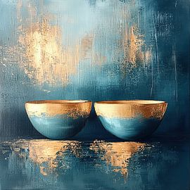 Abstraktes Stillleben Blau | Goldene Einsamkeit